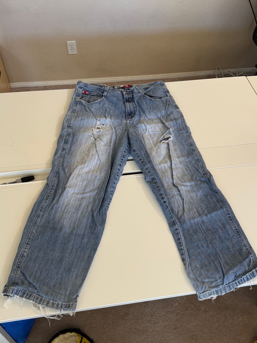 South Pole Light Blue Relaxed Fit Distressed Jeans